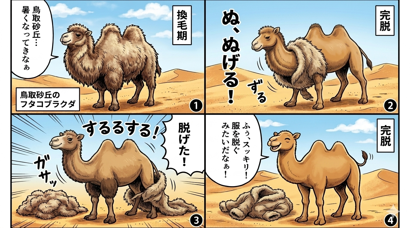 ふたこぶらくださんの換毛期